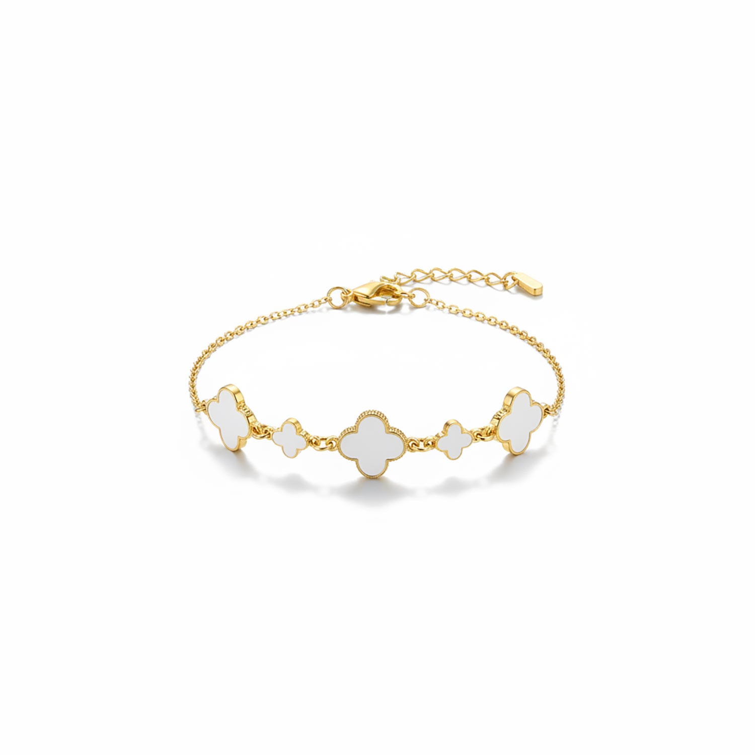 Elegant White Clover Gold Bracelet for Women | Diamonxa