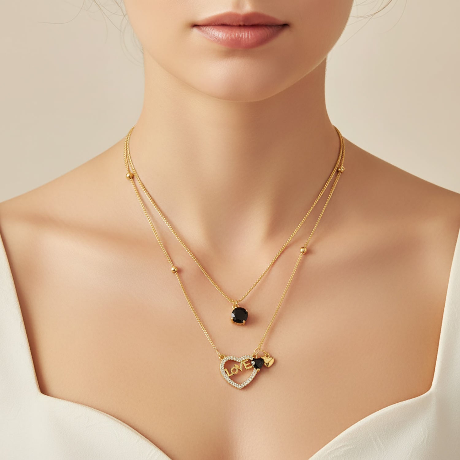 Luxury Gold Layered Love Necklace for Women | Diamonxa