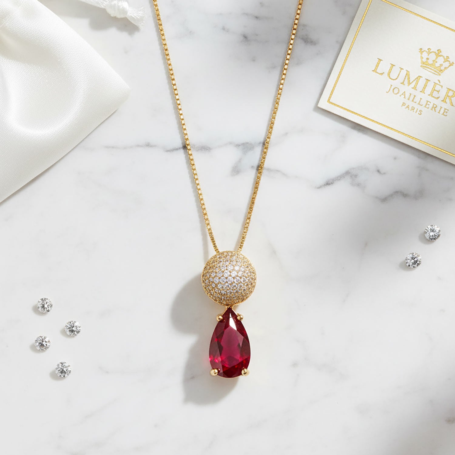 Luxury Gold Diamond Teardrop Necklace for Women | Diamonxa