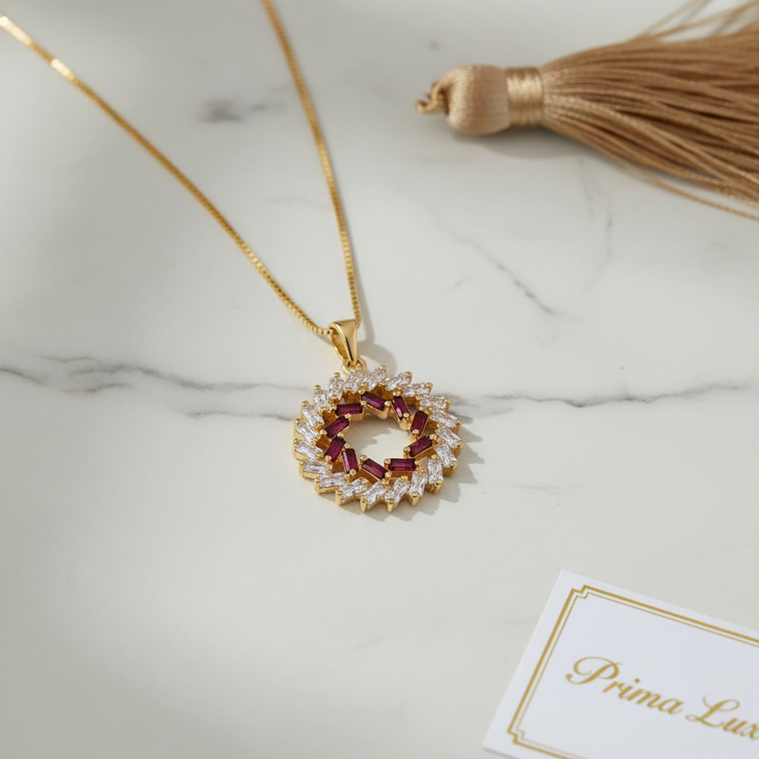 Luxury Gold Amber Baguette Pendant for Women | Diamonxa