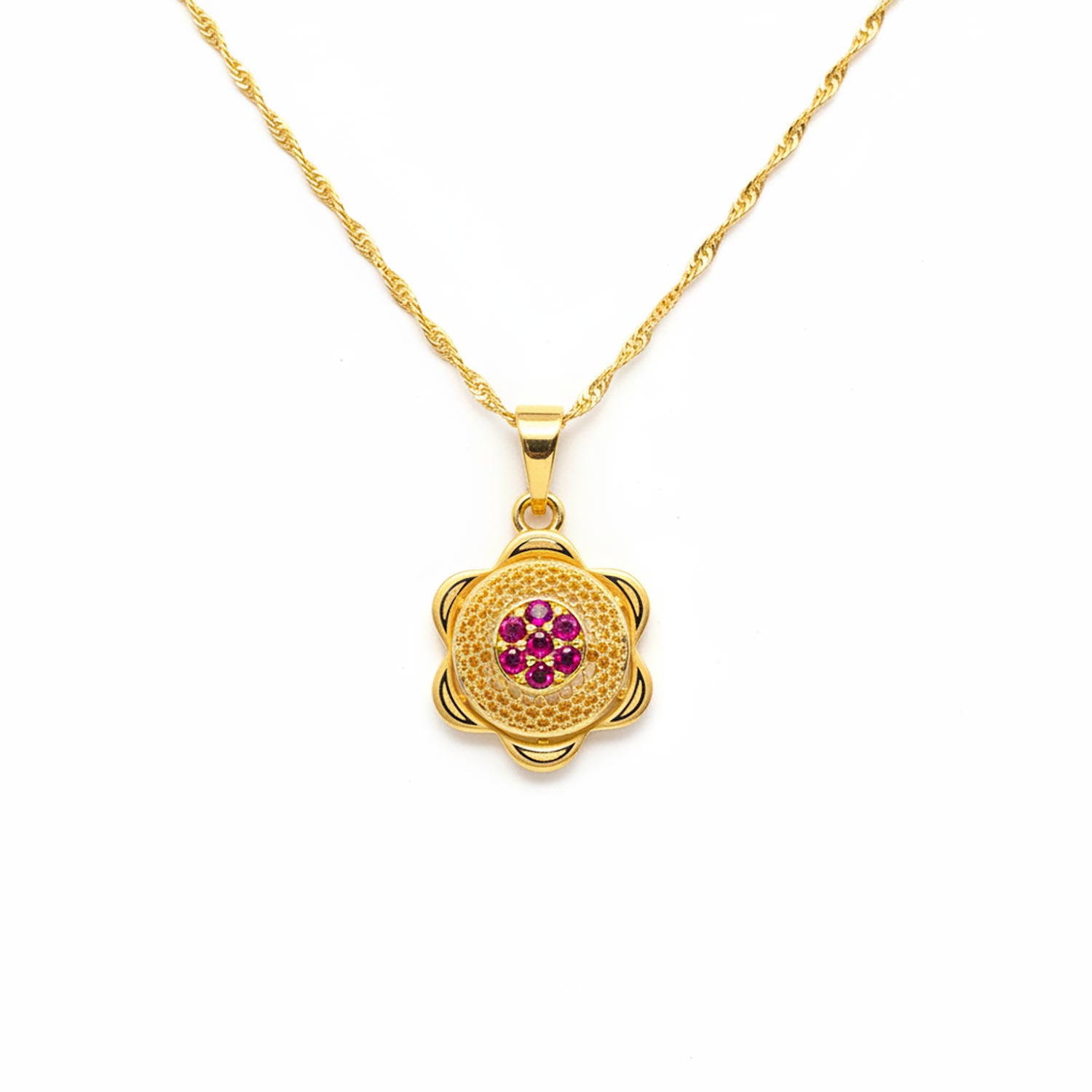 Luxury Gold Ruby Floral Necklace for Women | Diamonxa