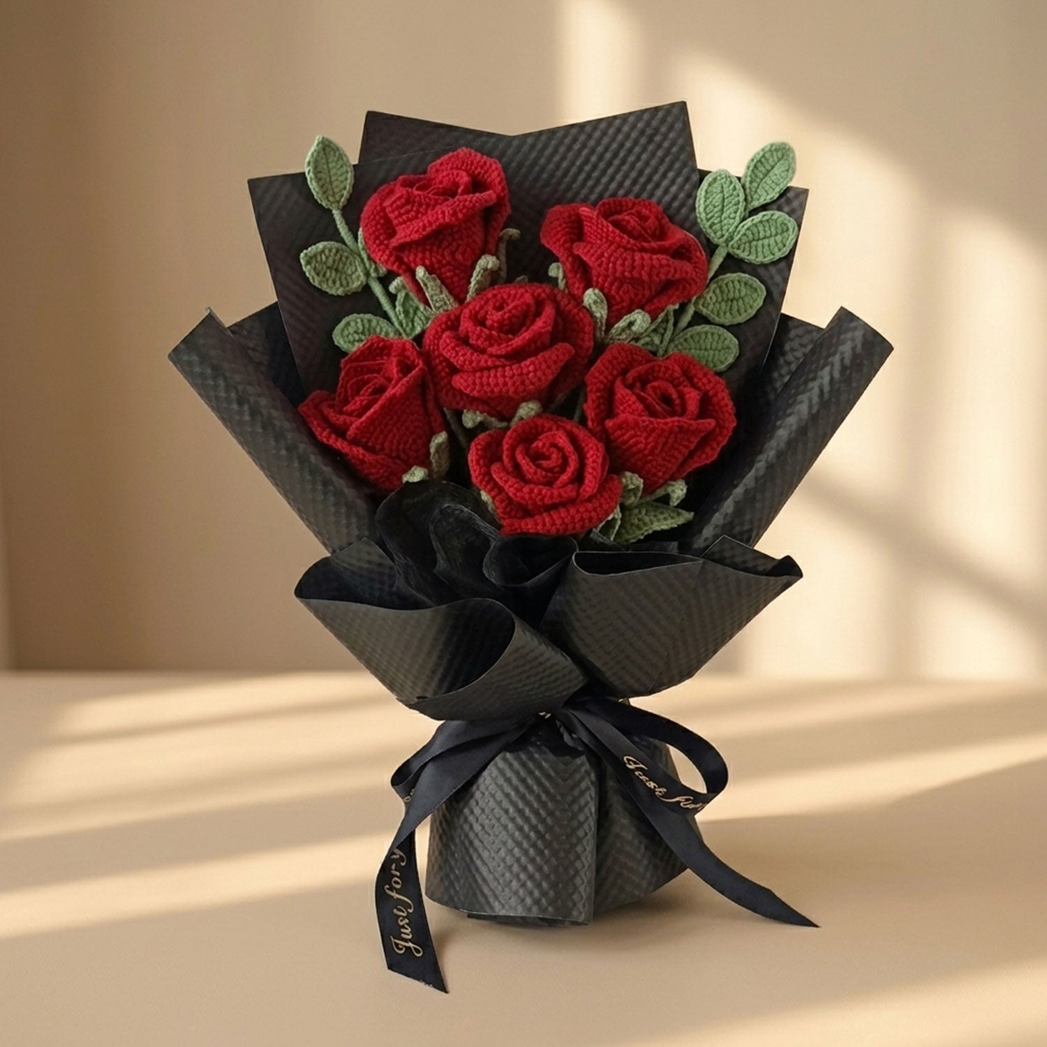 Diamonxa Crochet Red Rose Bouquet – Handmade Gift