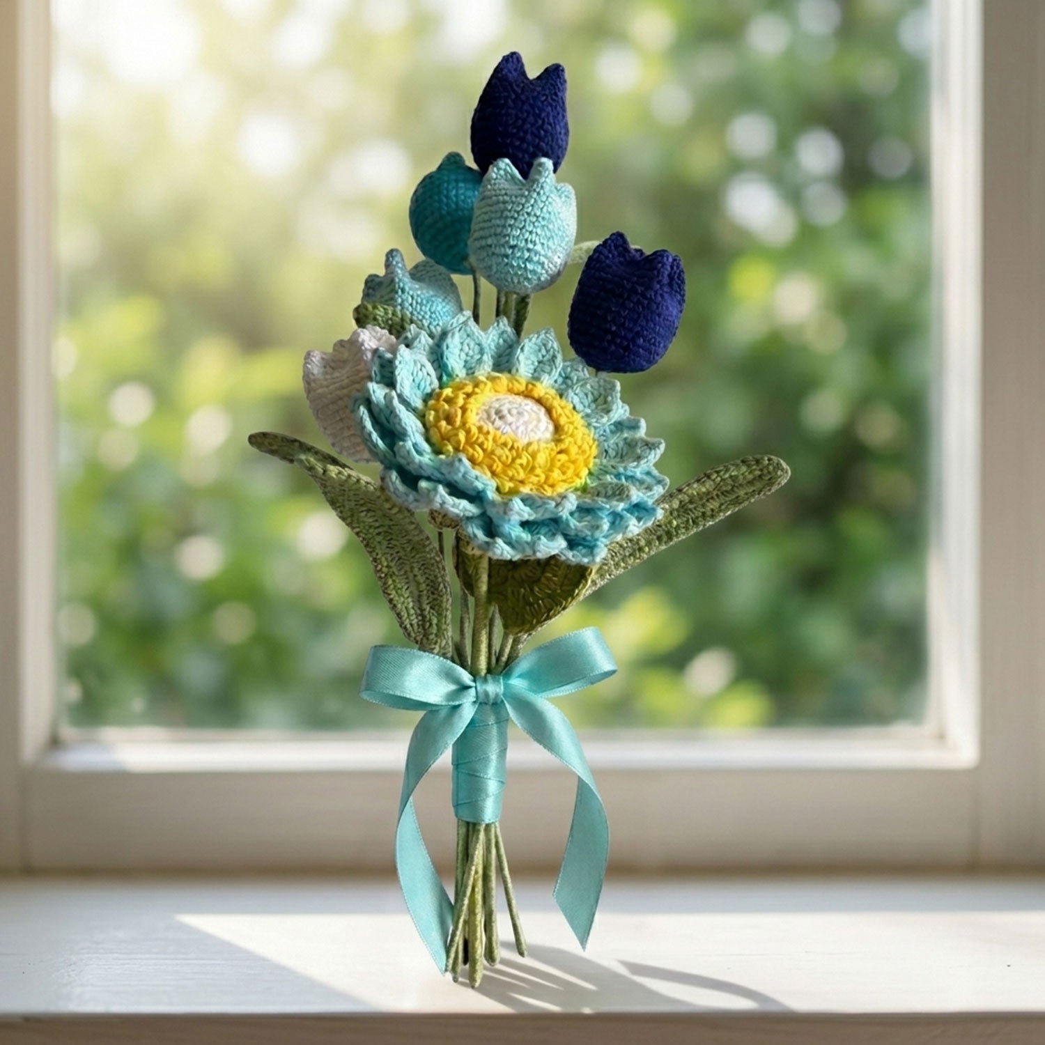 Diamonxa Crochet Mixed Flower Bouquet – Handmade Gift