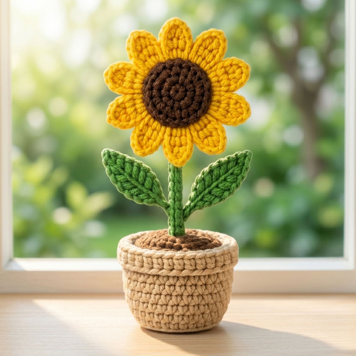 Diamonxa Crochet Sunflower Pot – Handmade Gift