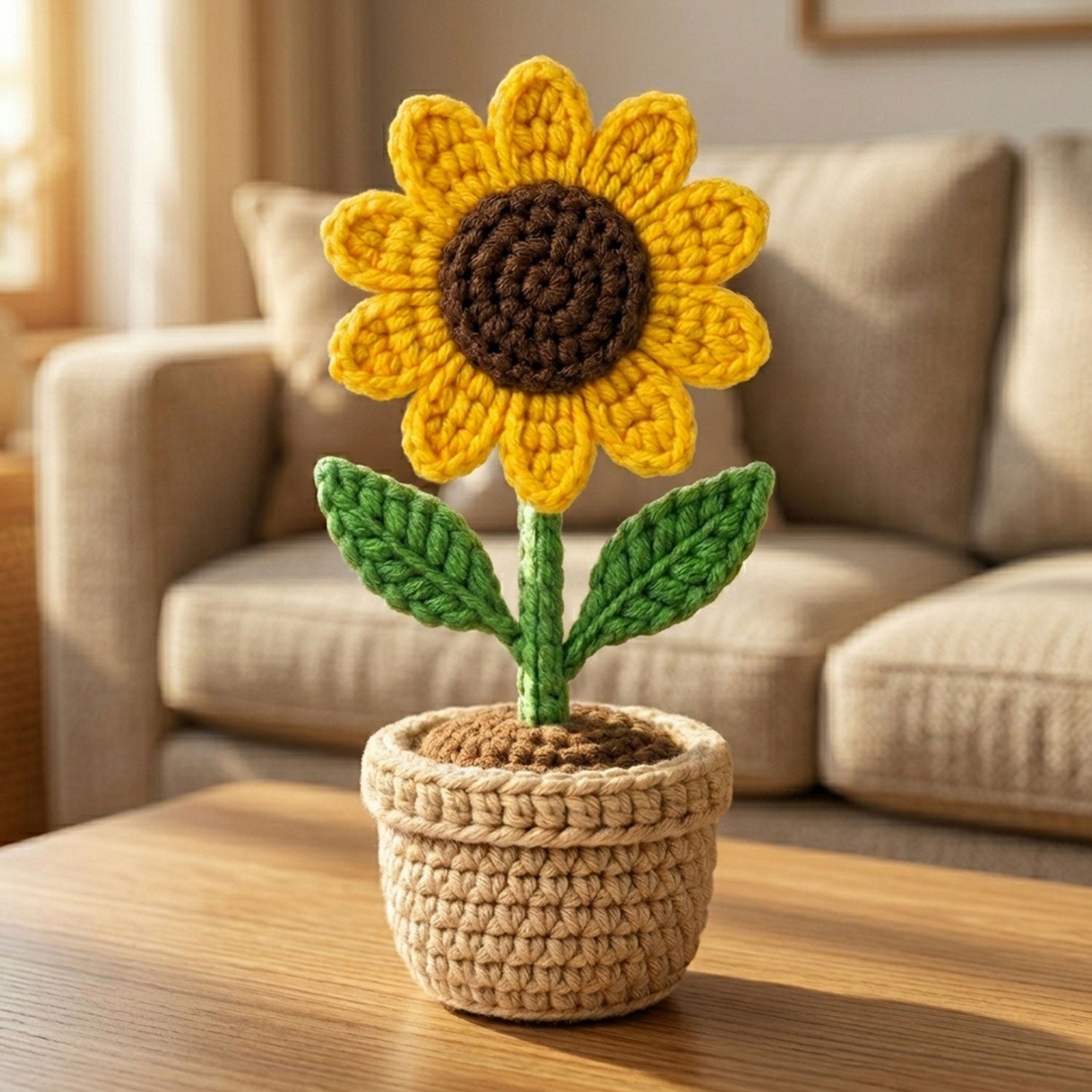 Diamonxa Crochet Sunflower Pot – Handmade Gift