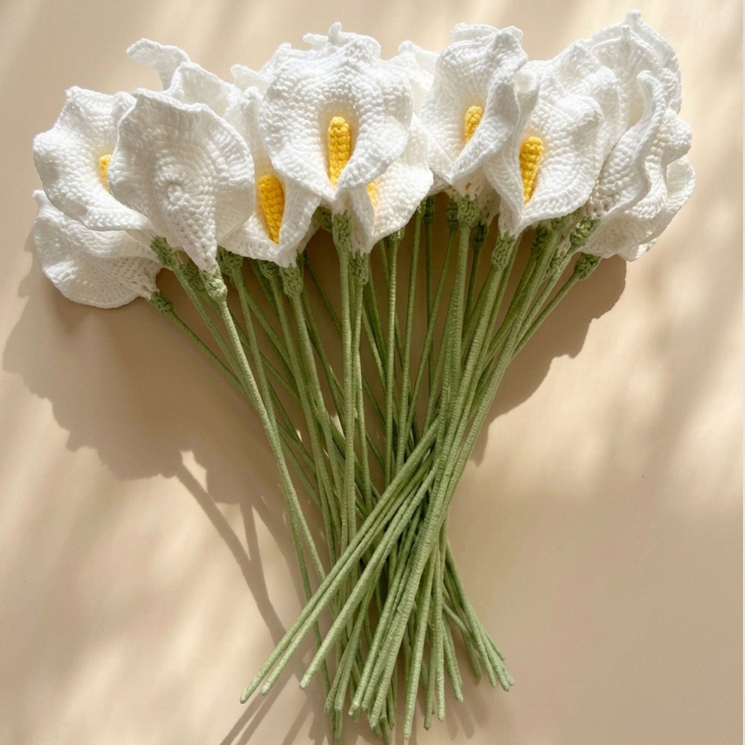Diamonxa Crochet White Lily Bouquet – Handmade Gift