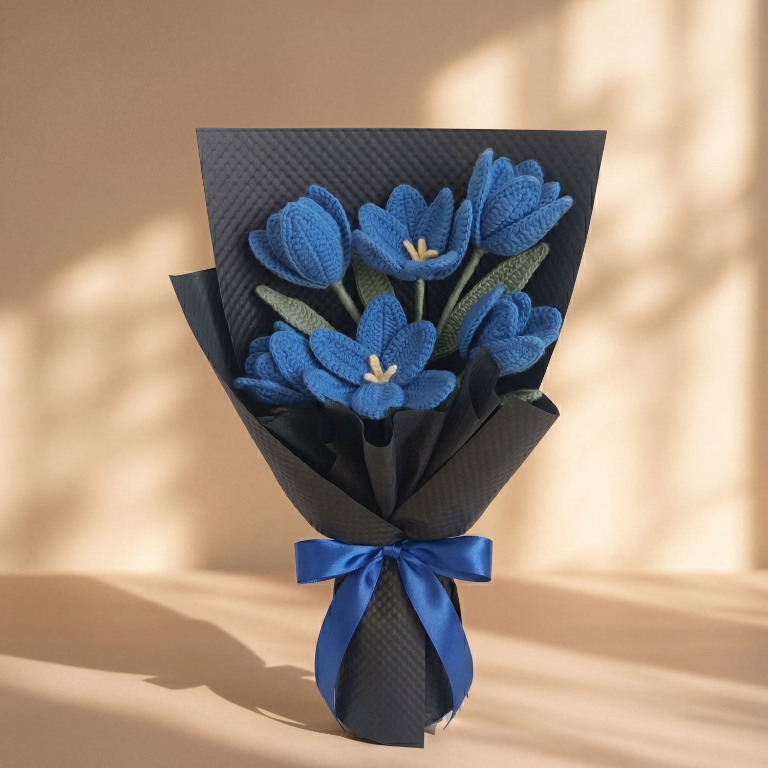 Diamonxa Crochet Blue Flower Bouquet – Handmade Gift