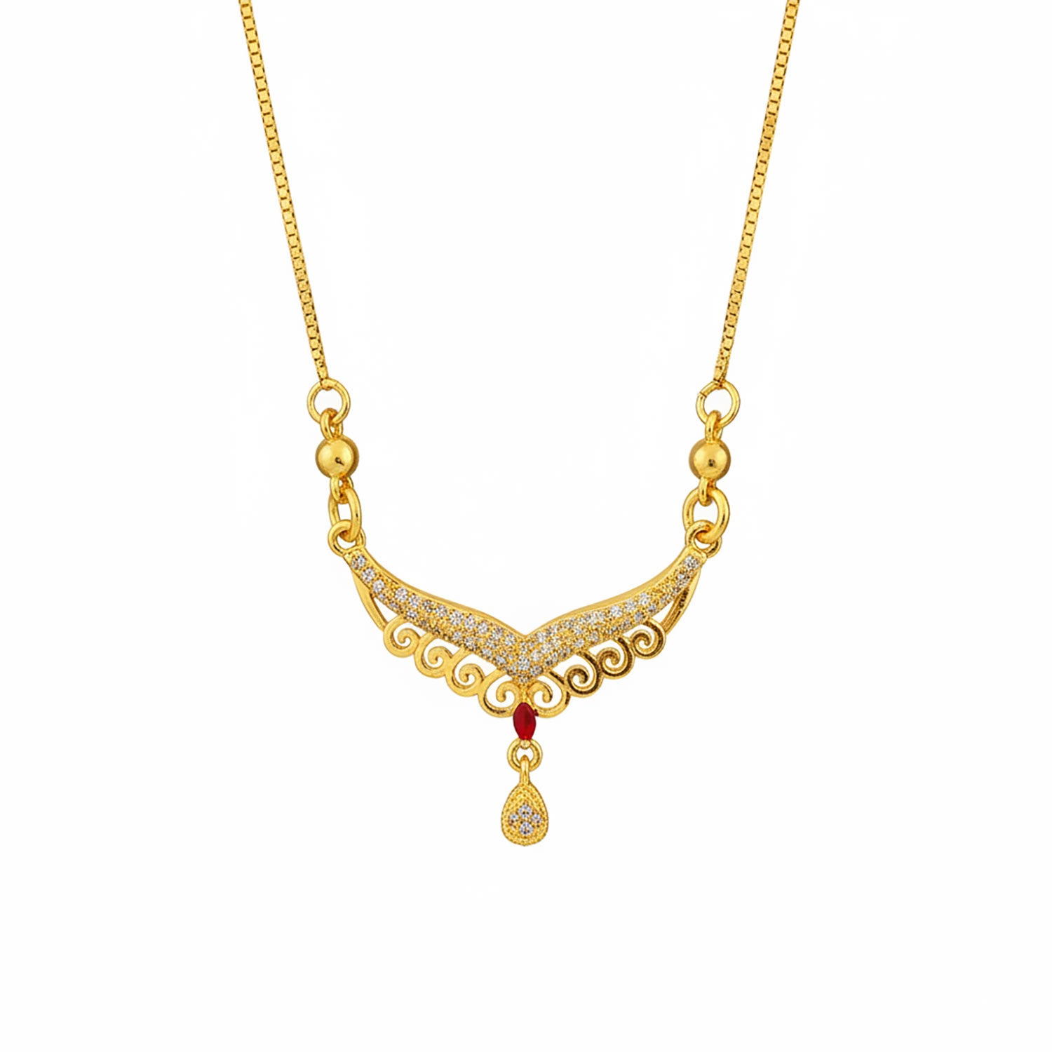 Luxury Gold Filigree V Necklace for Women | Diamonxa