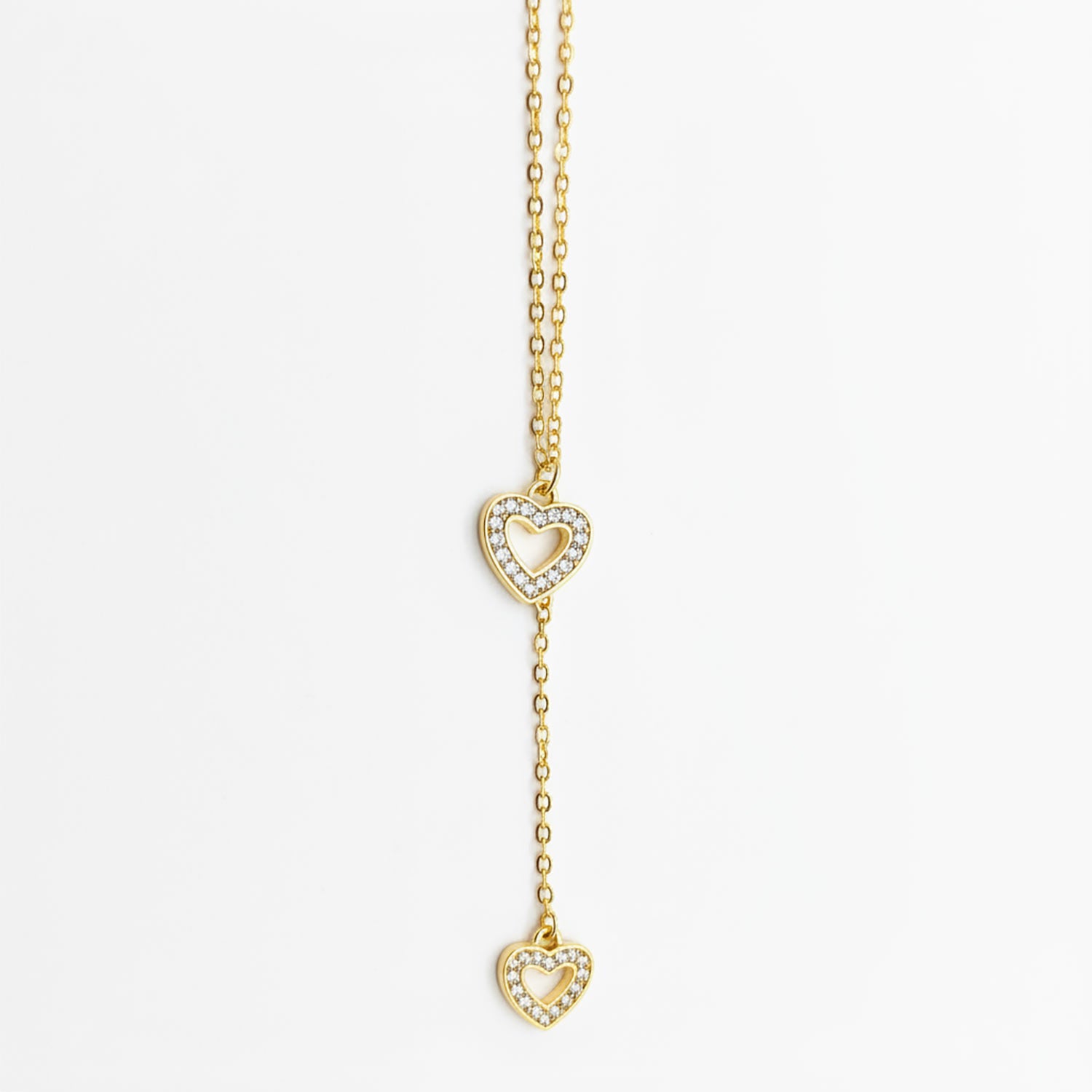 Luxury Gold Double Heart Necklace for Women| Diamonxa